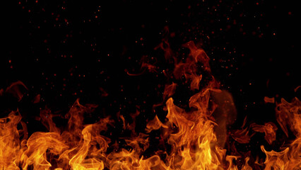 Fire abstract background with flames and copyspace.