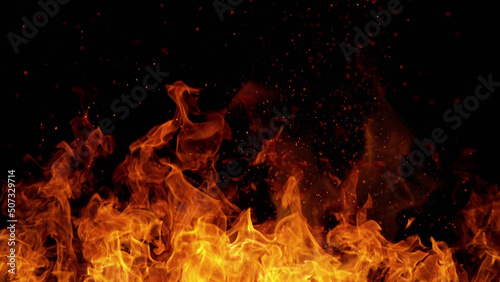 Fotografia, Obraz Fire abstract background with flames and copyspace.