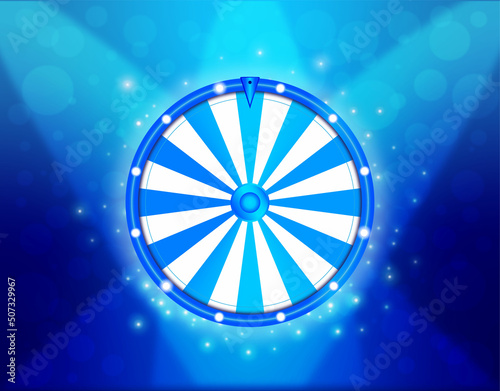 Colorful wheel of fortune. Blue background.
