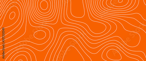 Abstract concept graphic element and geography scheme, Topographic line contour map background, geographic grid map, vector topographic map in orange and white colors.