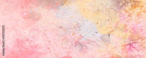 Watercolor paint background design with colorful bleed and fringe with vibrant distressed grunge texture, fantasy smooth light pink abstract watercolor painted background.