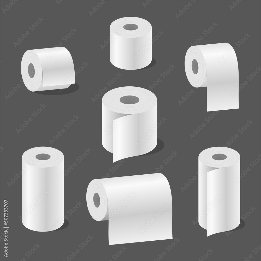Rolls of White Toilet Papers and Towel Set. Vector Rolls of White Toilet Papers and Towel Set. Vector