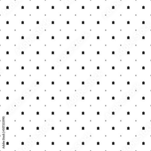 Square seamless background pattern from geometric shapes are different sizes and opacity. The pattern is evenly filled with small black turtle symbols. Vector illustration on white background