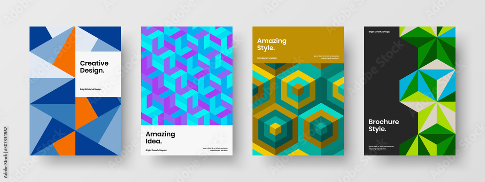 Simple geometric pattern poster layout collection. Premium cover A4 vector design template bundle.