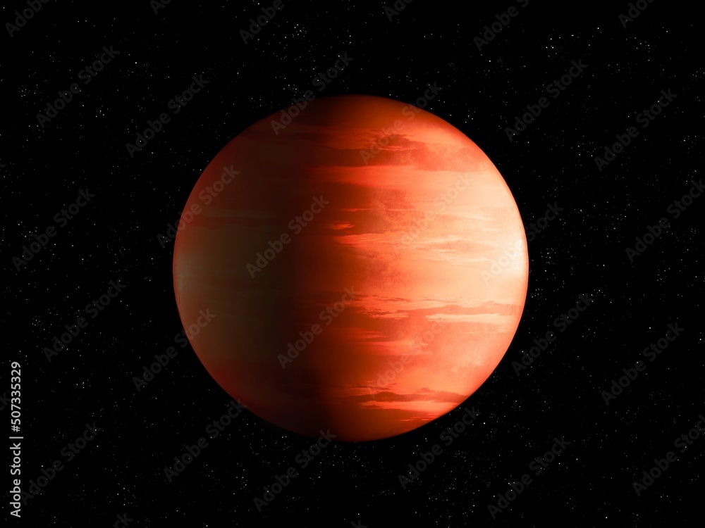 Extrasolar red planet. Hot Jupiter, an exoplanet with a hot surface. The giant planet is too close to its star. Extrasolar red planet. Hot Jupiter, an exoplanet with a hot surface. The giant planet is too close to its star.