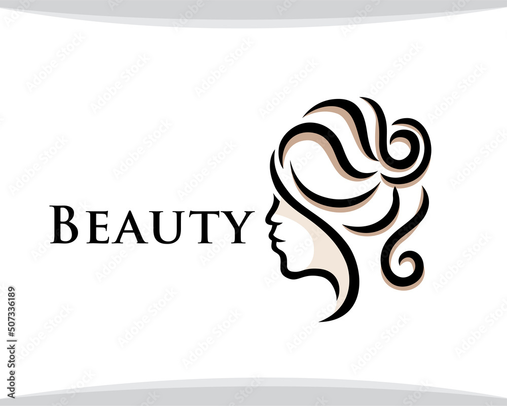 women hair style drawn art logo symbol illustration inspiration for salon spa haircut make-up