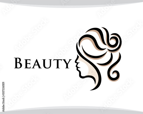 women hair style drawn art logo symbol illustration inspiration for salon spa haircut make-up