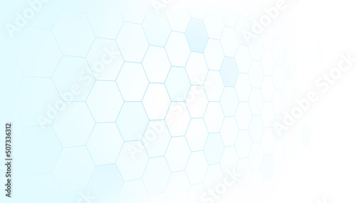 Simple blue hexagon line on white background. Medicine and science concept. Abstract healthy and medical background. Template brochure design. Technology and science wallpaper template.