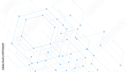 Abstract blue lines and dots connect background. Technology connection digital data and big data concept.