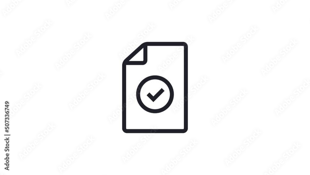Animated linear adopted document. Document with confirmed act sign. Animated linear adopted document. Document with confirmed act sign.