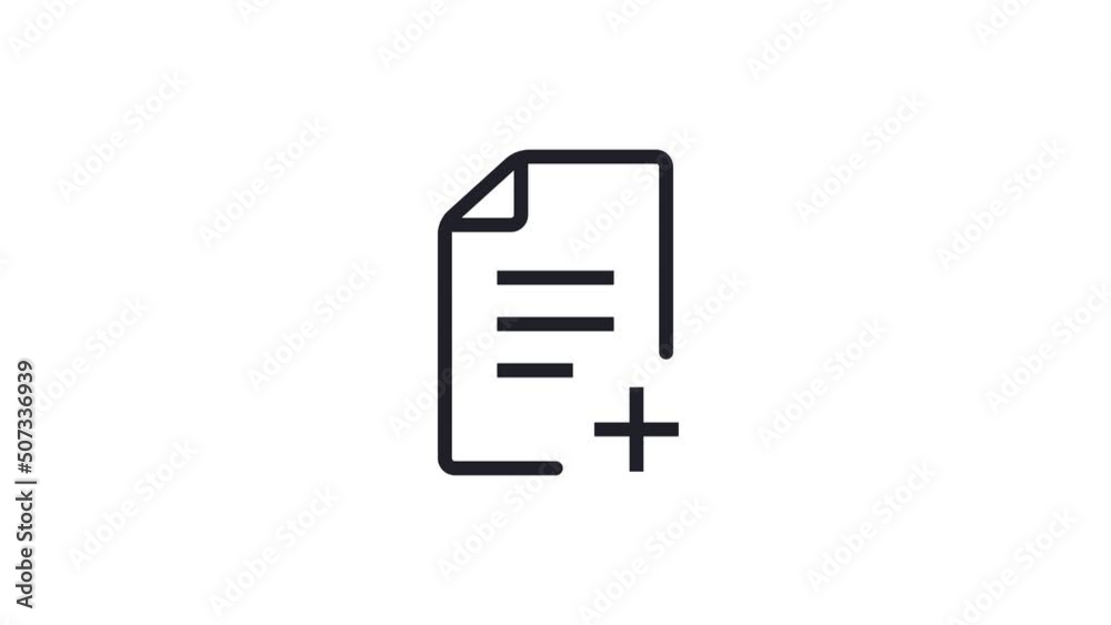 Animated linear create file icon. Add document concept design animation. Animated linear create file icon. Add document concept design animation.