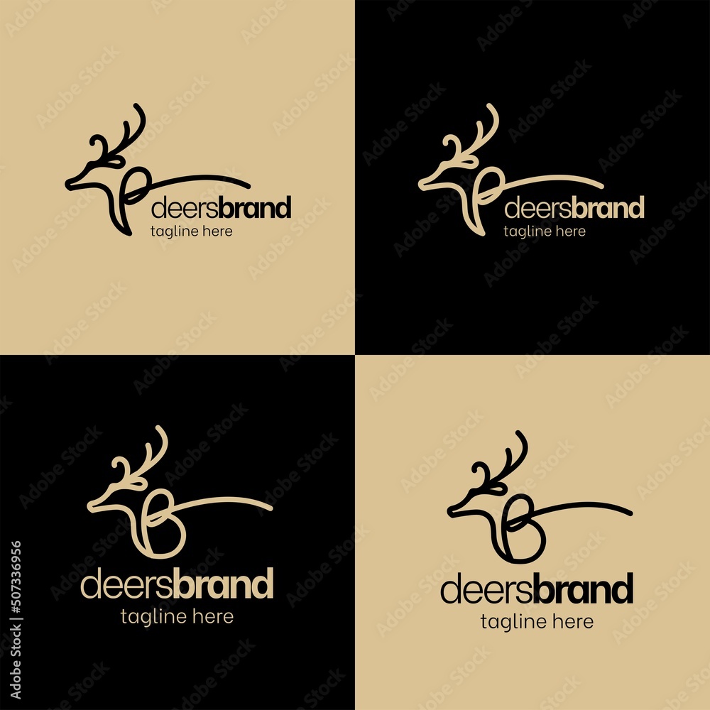 minimalist deer logo design template with line art concept