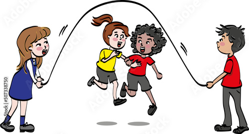 children playing jump rope