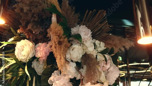 Wedding bouquet close-up at the ceremony