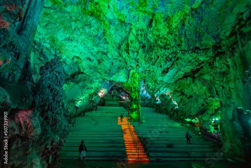 long shot of the inside of Sant Michael´s Cave in Gibraltar 