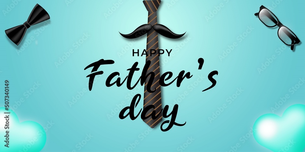 Happy father's day 3d with glasses tie and thick premium vector Happy father's day 3d with glasses tie and thick premium vector