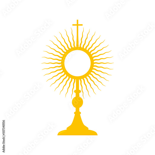 Sacrament of the Eucharist, Holy Communion, Corpus Christi, Monstrance- vector illustration