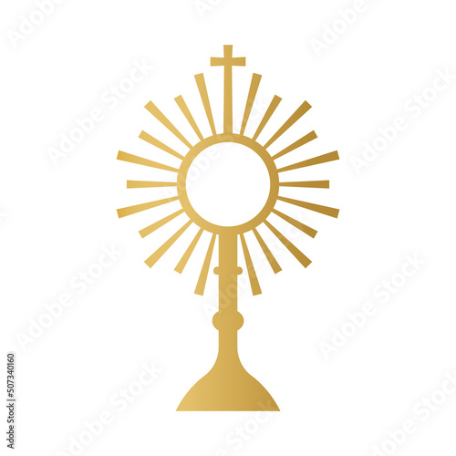 golden Sacrament of the Eucharist, Holy Communion, Corpus Christi, Monstrance- vector illustration photo