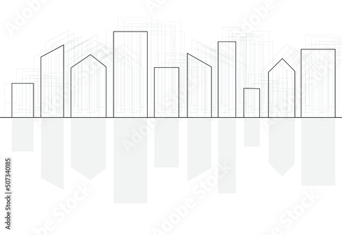Vector silhouette of city buildings
