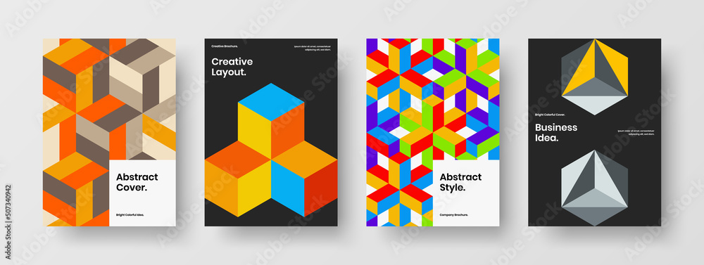 Simple geometric pattern postcard concept composition. Fresh pamphlet A4 design vector layout set. Simple geometric pattern postcard concept composition. Fresh pamphlet A4 design vector layout set.