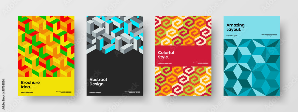 Isolated poster A4 design vector concept collection. Abstract mosaic shapes leaflet template set.