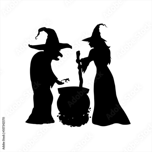silhouette of a witсhes brew a potion