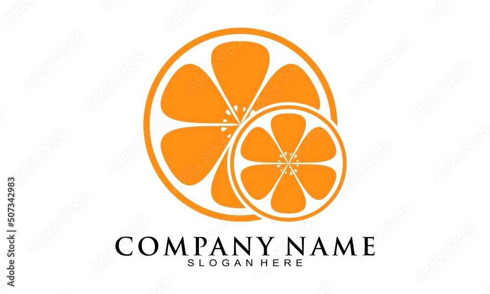 Fototapeta premium Two slices of orange logo design