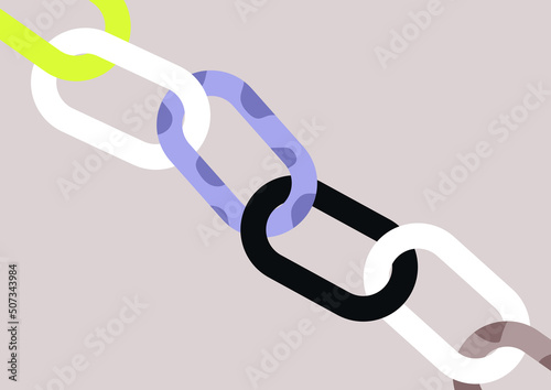 An abstract chain links pattern, simple background, a blockchain technology photo