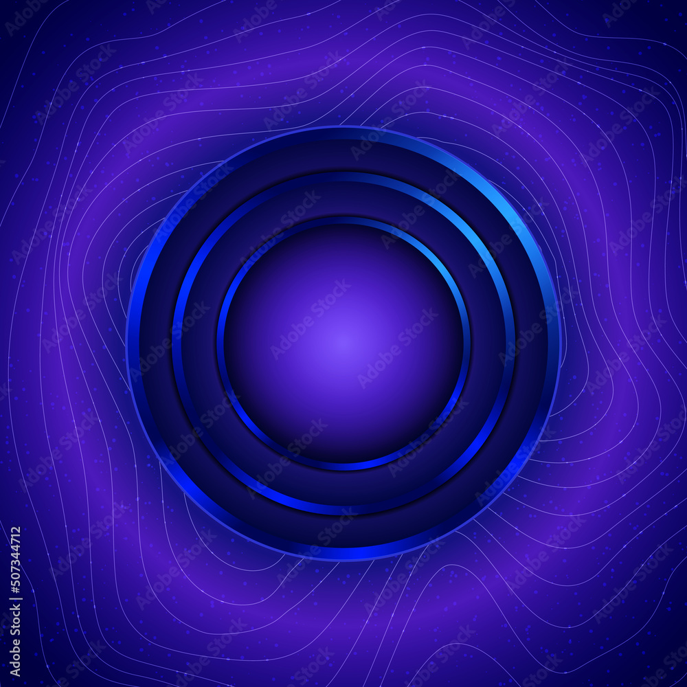 Abstract vector wave blue shining background illustration with round banner