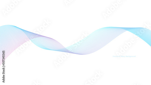 Abstract wave element for design, in blue and pink gradient color. Vector futuristic illustration isolated on white background. Background for presentation. Vector ribbon made of lines