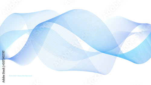Colorful smooth lines with white background. Futuristic wavy illustration