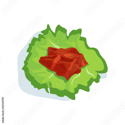 Raw meatballs vector illustration (cig kofte) isolated on a white background. Traditional Turkish cuisine delicacies.