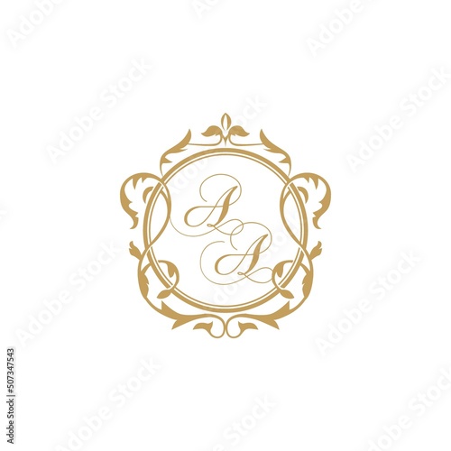 AA intial wedding invitation elegant vector graphic template