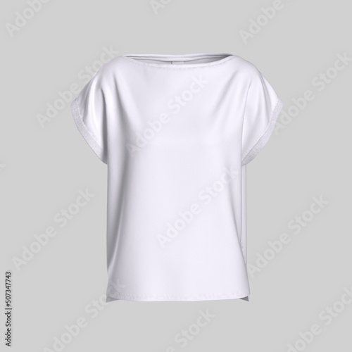 White women's top, t-shirt. Mockup, 3d rendering.