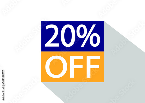 Up To 20% Off. Special offer sale sticker on white background with shadow.