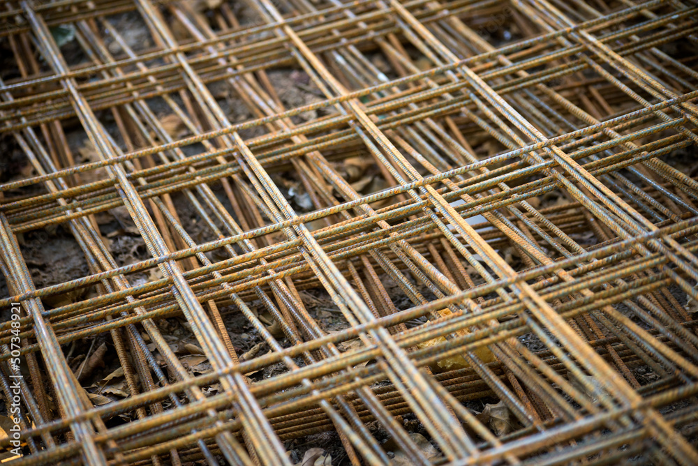 Closeup of rusty iron frame on construction site Closeup of rusty iron frame on construction site
