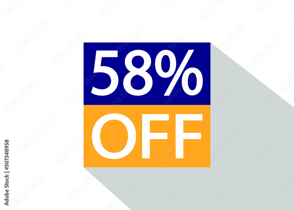 Up To 58% Off. Special offer sale sticker on white background with shadow. Up To 58% Off. Special offer sale sticker on white background with shadow.