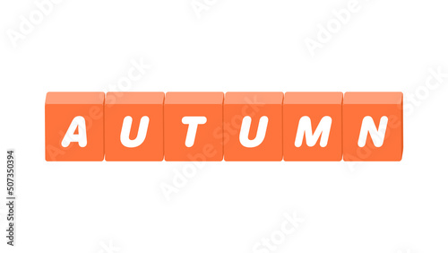 AUTUMNの文字が入ったブロックのイラスト - 秋のデコレーション素材
