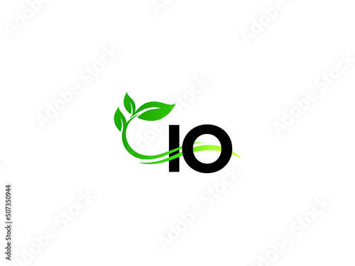 Green Leaf IO Logo Icon, Letter Io oi Logo Letter Vector Leaf Icon Design