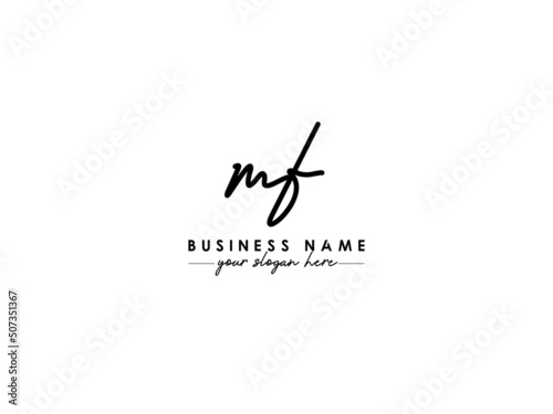 Alphabet MF Signature Logo, Letter Mf fm Signature Logo Icon Vector With Black Color