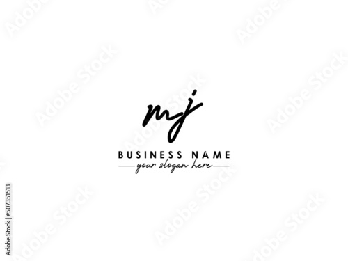 Alphabet MJ Signature Logo, Letter Mj jm Signature Logo Icon Vector With Black Color