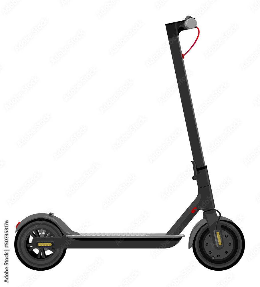 Electric scooter side view isolated on white vector illustration Electric scooter side view isolated on white vector illustration