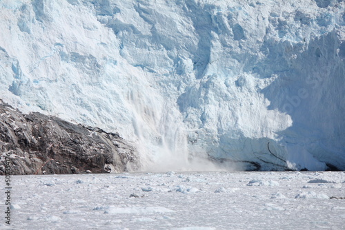Eqip Sermia glacier calving with a loud ice avalanche (horizontal), Eqip Sermia, Greenland