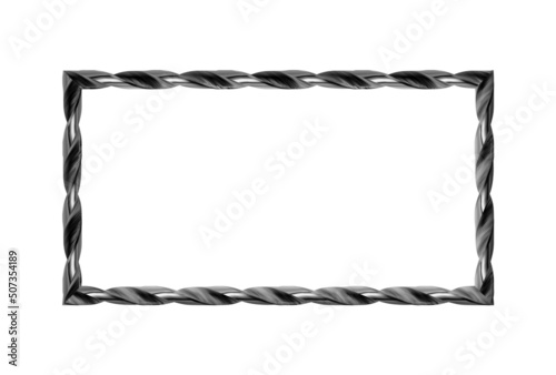 Twisted metal or silver rectangle realistic dark frame, isolated. Vector illustration. Eps 10.