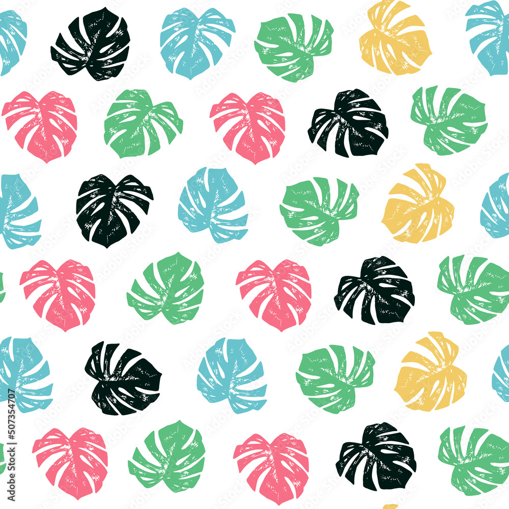 Monstera Palm leaves vector seamless pattern Monstera Palm leaves vector seamless pattern