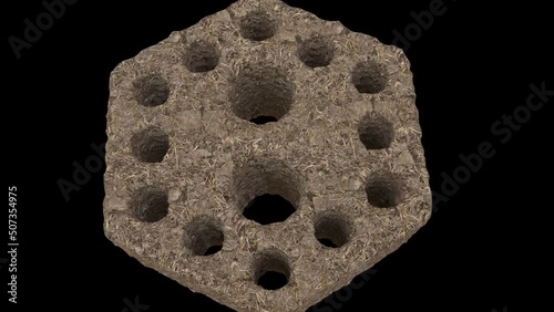 block 3d render made of hemp and adobe, 