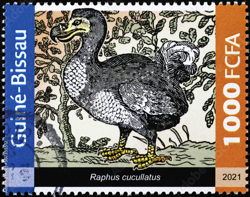 Dodo, extinct bird, on postage stamp