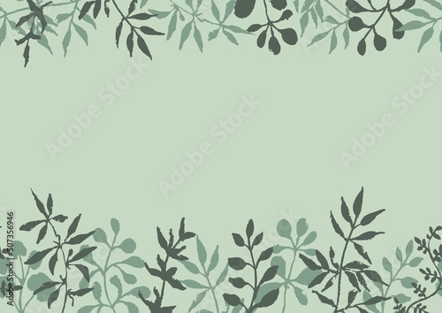 Seamless pattern with summer plants. Design for frames or borders. Botanical vector illustration in flat style on a green background.