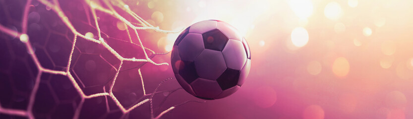 Soccer Ball Flying Into the Goal and Tearing the Net