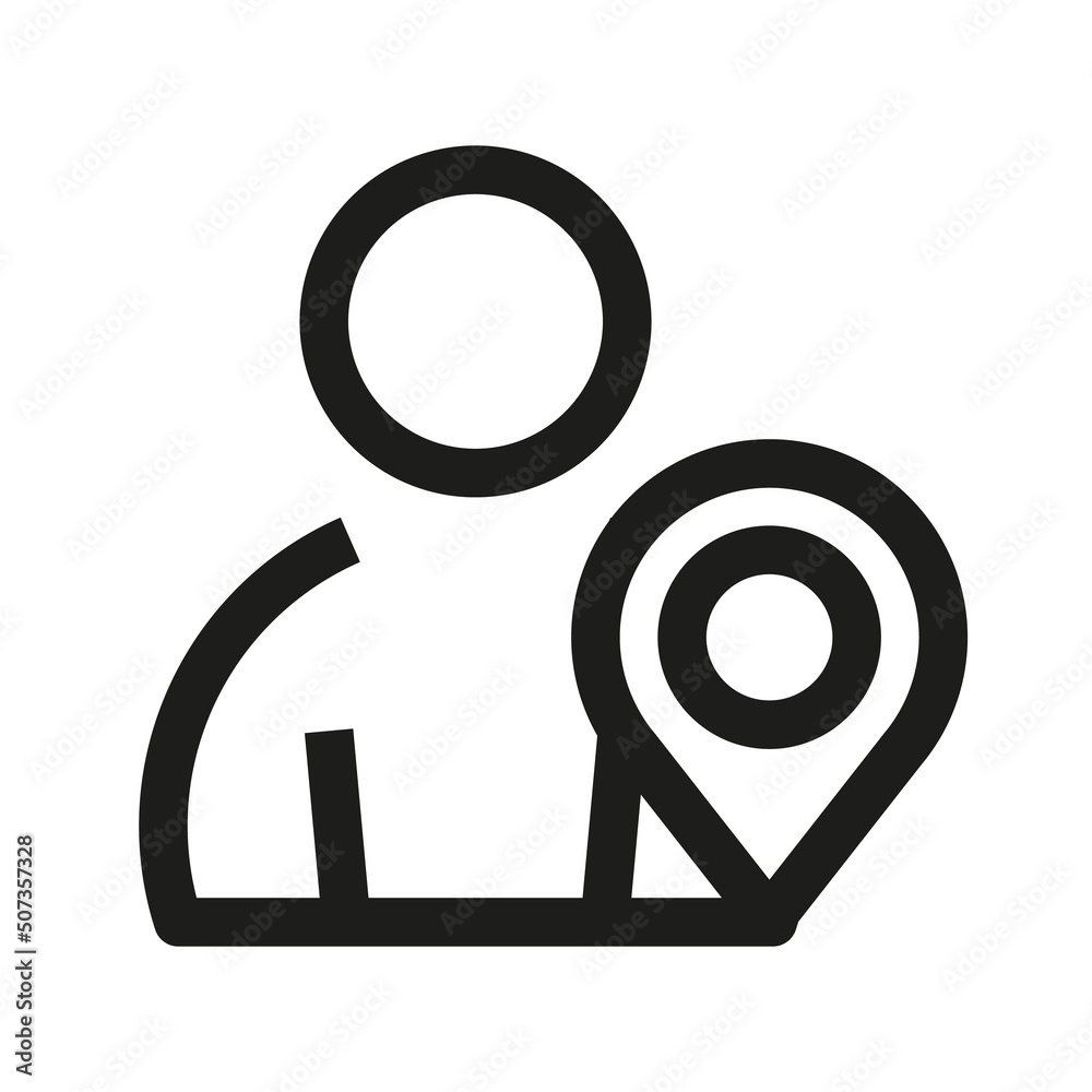 Location people icon line. Pointer or location personnel illustration